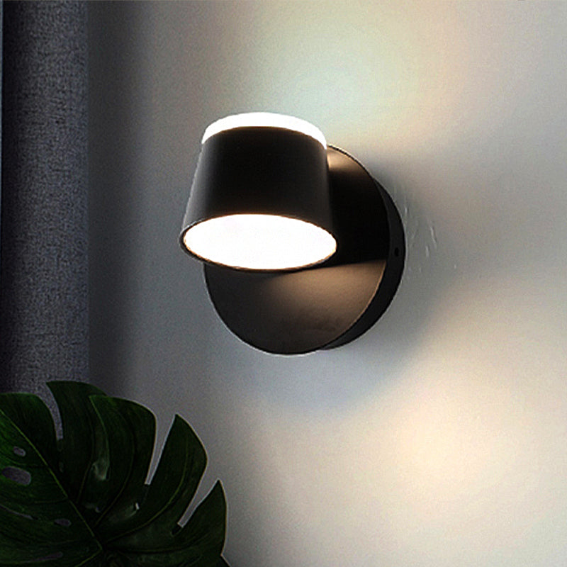 1/2/3 Lights Bedroom Wall Sconce with Cone Metal Shade Modern White/Black Vanity Lighting Fixture in White Light Clearhalo 'Cast Iron' 'Glass' 'Industrial' 'Modern wall lights' 'Modern' 'Tiffany' 'Traditional wall lights' 'Vanity Lights' 'Wall Lights' Lighting' 245906