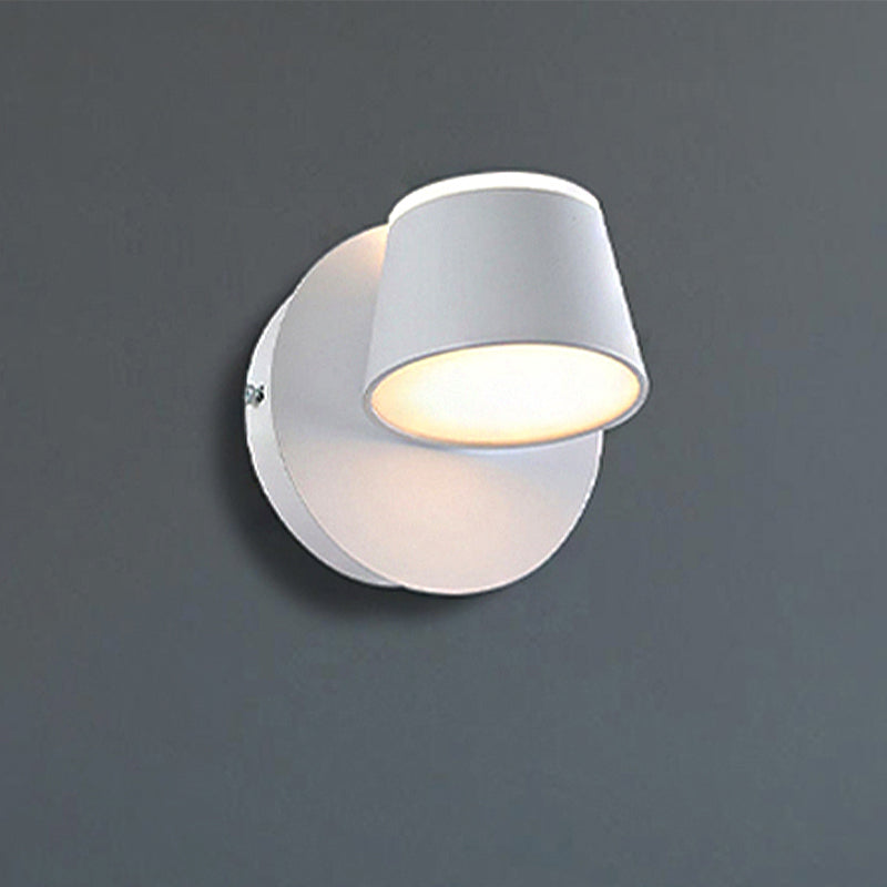 1/2/3 Lights Bedroom Wall Sconce with Cone Metal Shade Modern White/Black Vanity Lighting Fixture in White Light 1.0 White Clearhalo 'Cast Iron' 'Glass' 'Industrial' 'Modern wall lights' 'Modern' 'Tiffany' 'Traditional wall lights' 'Vanity Lights' 'Wall Lights' Lighting' 245907