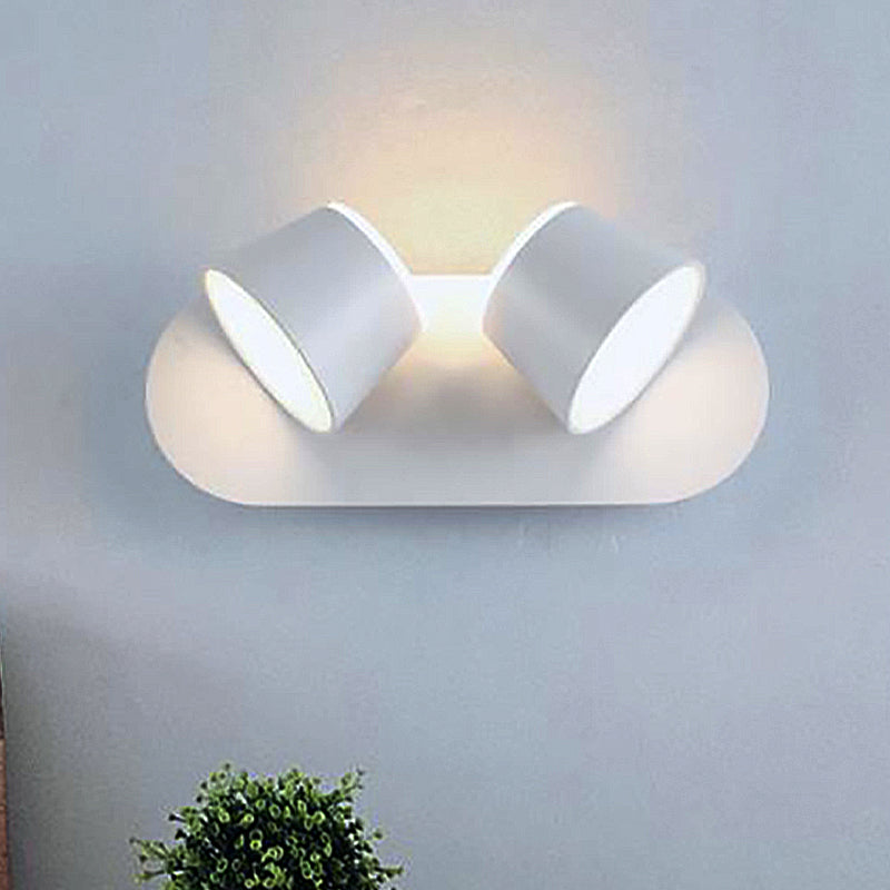 1/2/3 Lights Bedroom Wall Sconce with Cone Metal Shade Modern White/Black Vanity Lighting Fixture in White Light 2.0 White Clearhalo 'Cast Iron' 'Glass' 'Industrial' 'Modern wall lights' 'Modern' 'Tiffany' 'Traditional wall lights' 'Vanity Lights' 'Wall Lights' Lighting' 245909