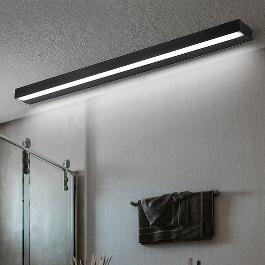 Linear Vanity Sconce Contemporary Metal Black/Silver Led Vanity Mirror Light in White/Warm Light, 16"/19.5"/23.5" Wide Black White Clearhalo 'Cast Iron' 'Glass' 'Industrial' 'Modern wall lights' 'Modern' 'Tiffany' 'Traditional wall lights' 'Vanity Lights' 'Wall Lights' Lighting' 245919