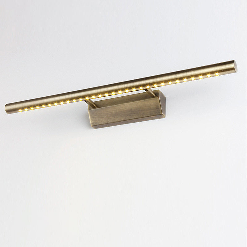 Slim Bathroom Vanity Lighting Modernist Metal Bronze Led Wall Mounted Light Fixture in White/Warm Light, 16"/21.5" Wide Bronze Warm Clearhalo 'Cast Iron' 'Glass' 'Industrial' 'Modern wall lights' 'Modern' 'Tiffany' 'Traditional wall lights' 'Vanity Lights' 'Wall Lights' Lighting' 245923