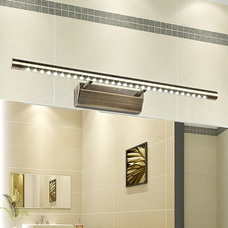 Slim Bathroom Vanity Lighting Modernist Metal Bronze Led Wall Mounted Light Fixture in White/Warm Light, 16"/21.5" Wide Bronze White Clearhalo 'Cast Iron' 'Glass' 'Industrial' 'Modern wall lights' 'Modern' 'Tiffany' 'Traditional wall lights' 'Vanity Lights' 'Wall Lights' Lighting' 245924