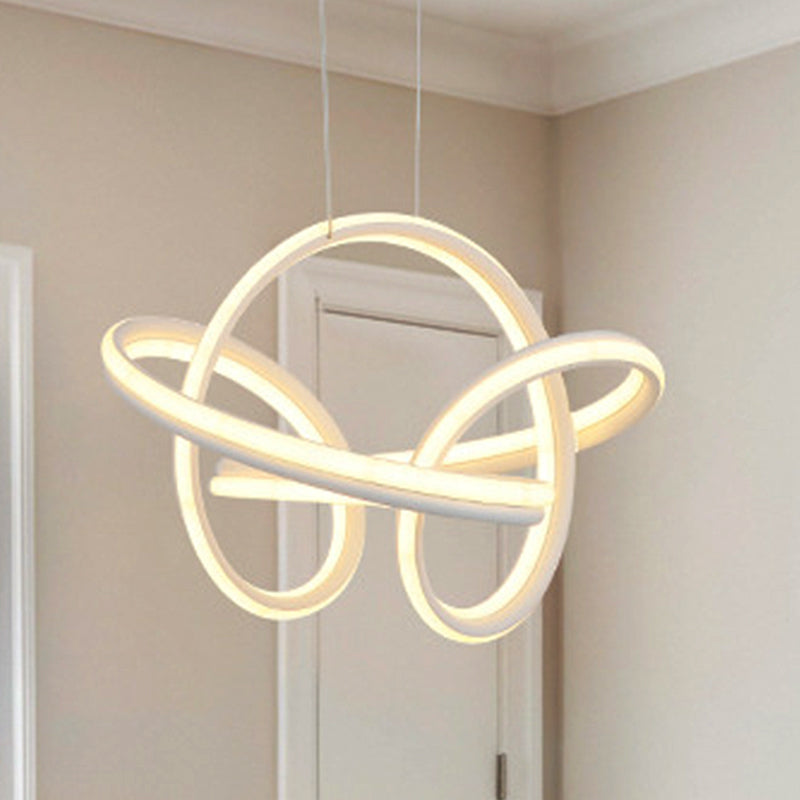 Seamless Curve Chandelier Light Simple Acrylic White/Coffee LED Ceiling Pendant Light for Living Room White Clearhalo 'Ceiling Lights' 'Chandeliers' 'Modern Chandeliers' 'Modern' Lighting' 245925