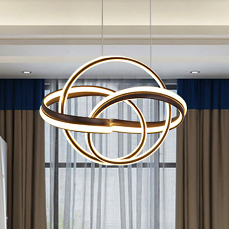 Seamless Curve Chandelier Light Simple Acrylic White/Coffee LED Ceiling Pendant Light for Living Room Coffee Clearhalo 'Ceiling Lights' 'Chandeliers' 'Modern Chandeliers' 'Modern' Lighting' 245927