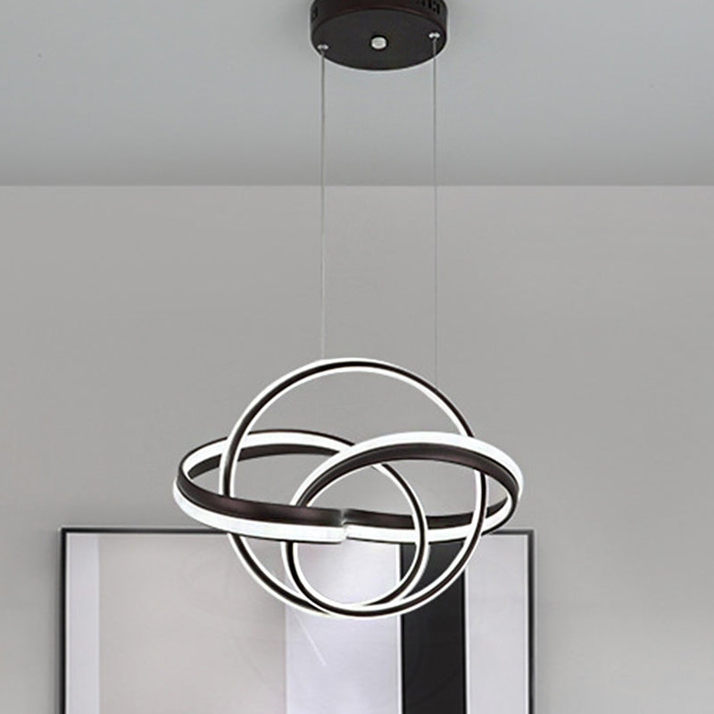 Seamless Curve Chandelier Light Simple Acrylic White/Coffee LED Ceiling Pendant Light for Living Room Clearhalo 'Ceiling Lights' 'Chandeliers' 'Modern Chandeliers' 'Modern' Lighting' 245928