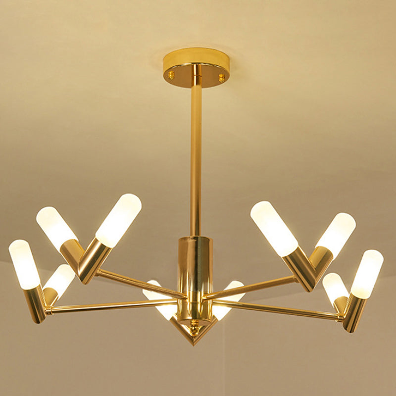 Modern Tube Ceiling Chandelier Metal 10/30 Lights Dinging Room Hanging Ceiling Light in Brass 10 Brass Clearhalo 'Ceiling Lights' 'Chandeliers' 'Modern Chandeliers' 'Modern' Lighting' 245939