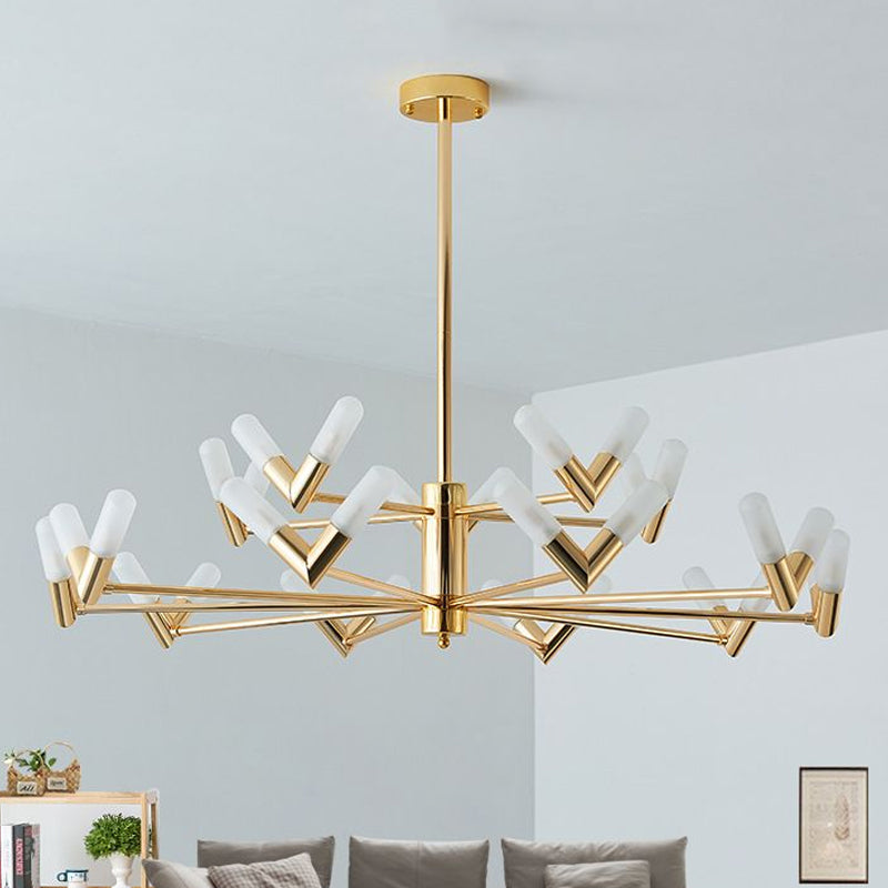 Modern Tube Ceiling Chandelier Metal 10/30 Lights Dinging Room Hanging Ceiling Light in Brass Clearhalo 'Ceiling Lights' 'Chandeliers' 'Modern Chandeliers' 'Modern' Lighting' 245941