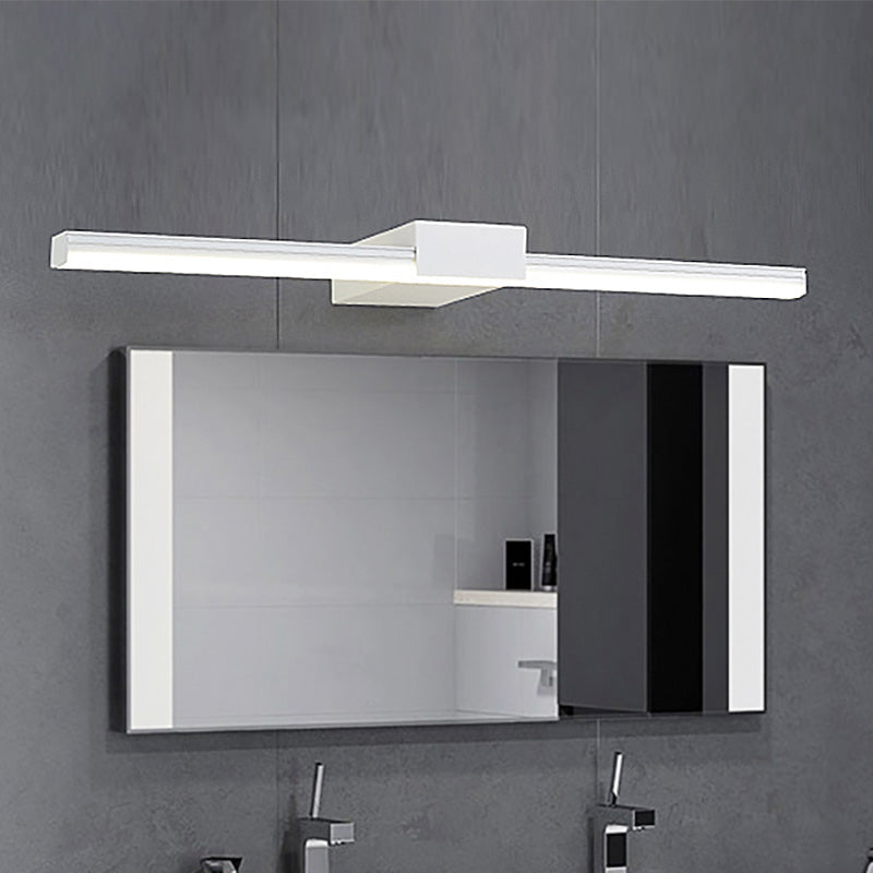 Linear Metal Vanity Lamp Contemporary Led White/Black Vanity Wall Sconce in Natural Light, 16"/23.5"/31.5" Wide White Clearhalo 'Cast Iron' 'Glass' 'Industrial' 'Modern wall lights' 'Modern' 'Tiffany' 'Traditional wall lights' 'Vanity Lights' 'Wall Lights' Lighting' 245945