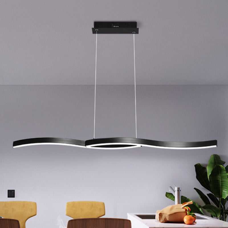 Acrylic Wavy Chandelier Light Modern Black LED Ceiling Pendant Light in Warm/White Light, 39"/41" W Clearhalo 'Ceiling Lights' 'Chandeliers' 'Modern Chandeliers' 'Modern' Lighting' 245951