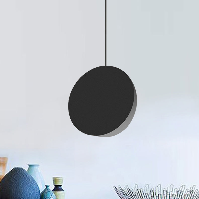 8"/12"W Circular Pendant Lamp Modern Nordic Style Metal 1 Light Black/Grey/White Hanging Ceiling Light Clearhalo 'Ceiling Lights' 'Modern Pendants' 'Modern' 'Pendant Lights' 'Pendants' Lighting' 245959