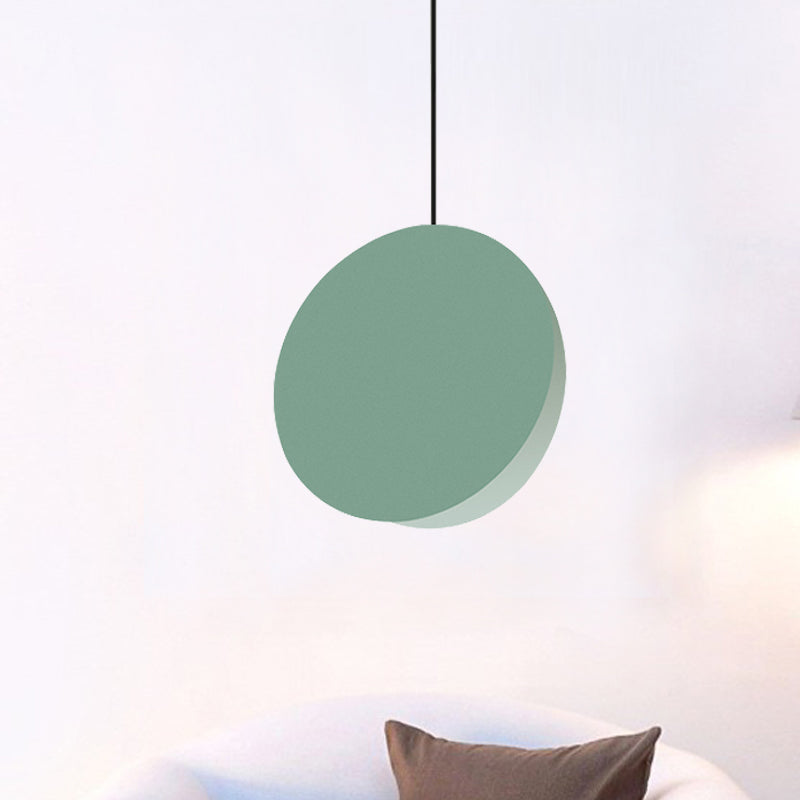 8"/12"W Circular Pendant Lamp Modern Nordic Style Metal 1 Light Black/Grey/White Hanging Ceiling Light Green Clearhalo 'Ceiling Lights' 'Modern Pendants' 'Modern' 'Pendant Lights' 'Pendants' Lighting' 245960