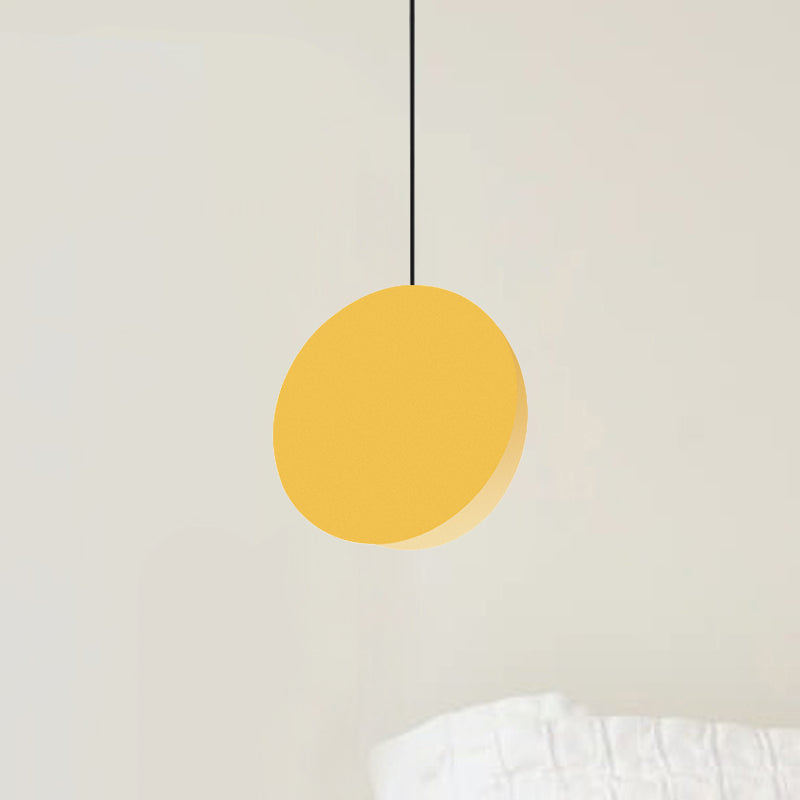 8"/12"W Circular Pendant Lamp Modern Nordic Style Metal 1 Light Black/Grey/White Hanging Ceiling Light Clearhalo 'Ceiling Lights' 'Modern Pendants' 'Modern' 'Pendant Lights' 'Pendants' Lighting' 245967