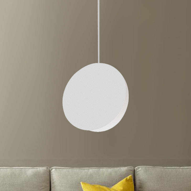 8"/12"W Circular Pendant Lamp Modern Nordic Style Metal 1 Light Black/Grey/White Hanging Ceiling Light White Clearhalo 'Ceiling Lights' 'Modern Pendants' 'Modern' 'Pendant Lights' 'Pendants' Lighting' 245968