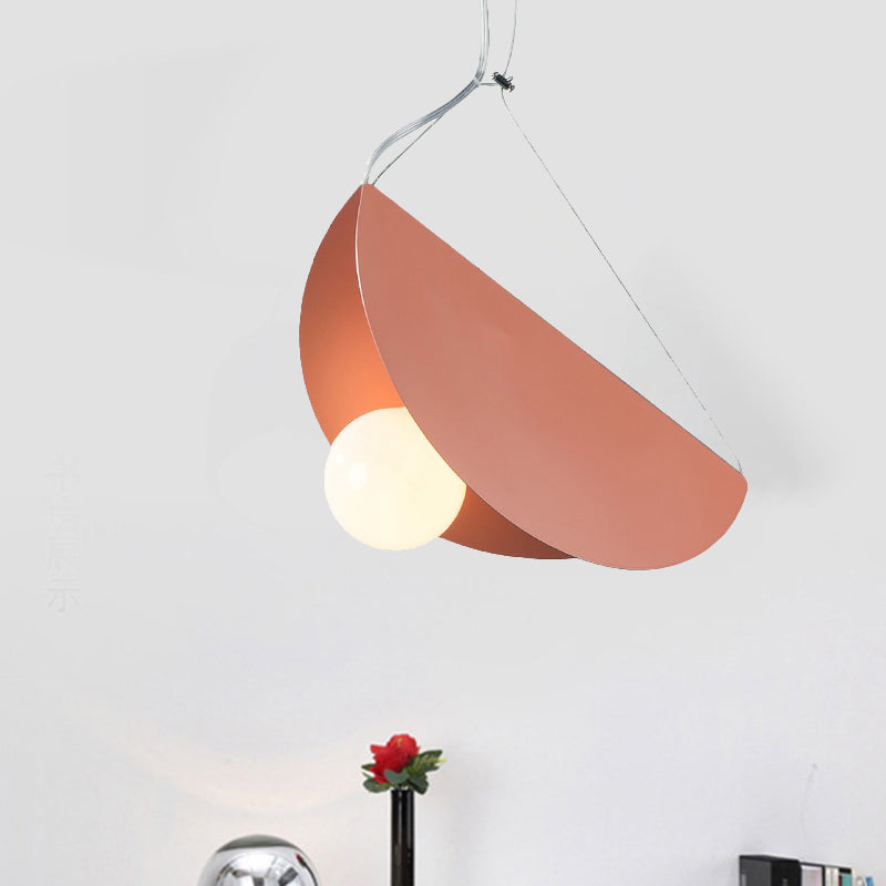 Black/Grey/Black Curved Hanging Lighting Contemporary 1 Light Metal Suspension Pendant for Bedroom Orange Clearhalo 'Ceiling Lights' 'Modern Pendants' 'Modern' 'Pendant Lights' 'Pendants' Lighting' 245976