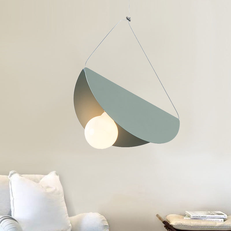 Black/Grey/Black Curved Hanging Lighting Contemporary 1 Light Metal Suspension Pendant for Bedroom Green Clearhalo 'Ceiling Lights' 'Modern Pendants' 'Modern' 'Pendant Lights' 'Pendants' Lighting' 245980