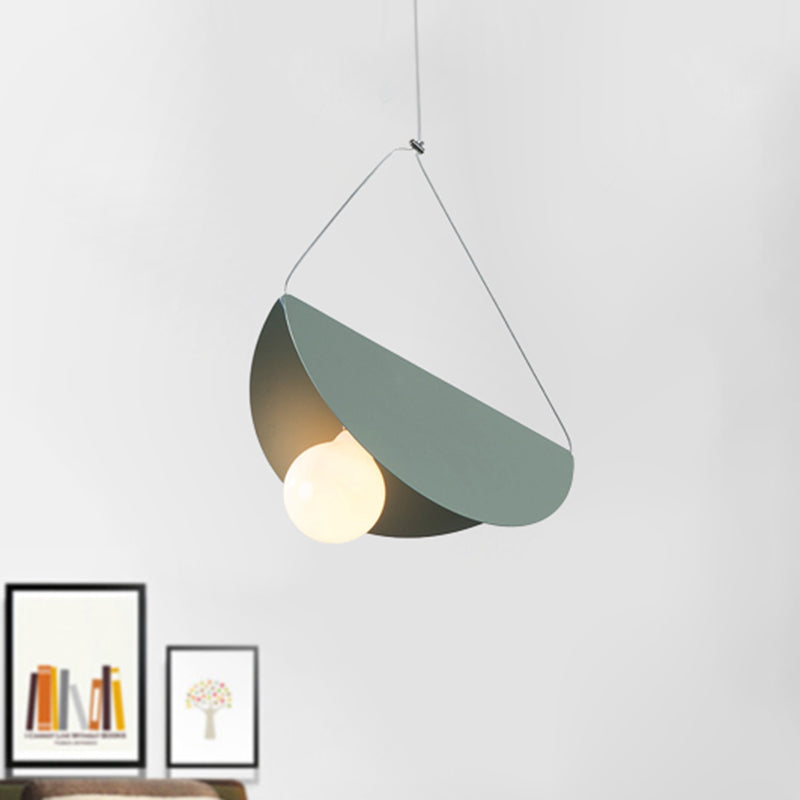 Black/Grey/Black Curved Hanging Lighting Contemporary 1 Light Metal Suspension Pendant for Bedroom Clearhalo 'Ceiling Lights' 'Modern Pendants' 'Modern' 'Pendant Lights' 'Pendants' Lighting' 245981