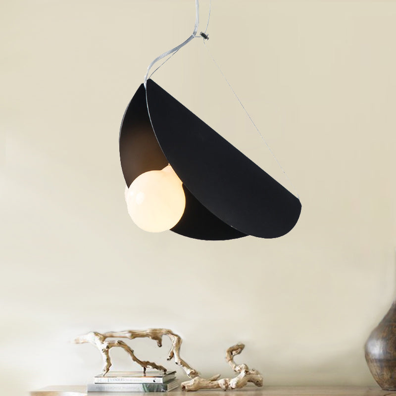 Black/Grey/Black Curved Hanging Lighting Contemporary 1 Light Metal Suspension Pendant for Bedroom Black Clearhalo 'Ceiling Lights' 'Modern Pendants' 'Modern' 'Pendant Lights' 'Pendants' Lighting' 245984