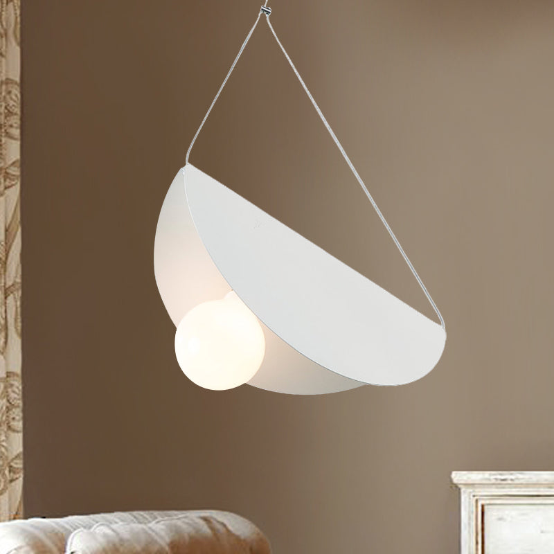 Black/Grey/Black Curved Hanging Lighting Contemporary 1 Light Metal Suspension Pendant for Bedroom White Clearhalo 'Ceiling Lights' 'Modern Pendants' 'Modern' 'Pendant Lights' 'Pendants' Lighting' 245986