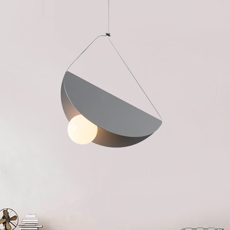 Black/Grey/Black Curved Hanging Lighting Contemporary 1 Light Metal Suspension Pendant for Bedroom Clearhalo 'Ceiling Lights' 'Modern Pendants' 'Modern' 'Pendant Lights' 'Pendants' Lighting' 245989