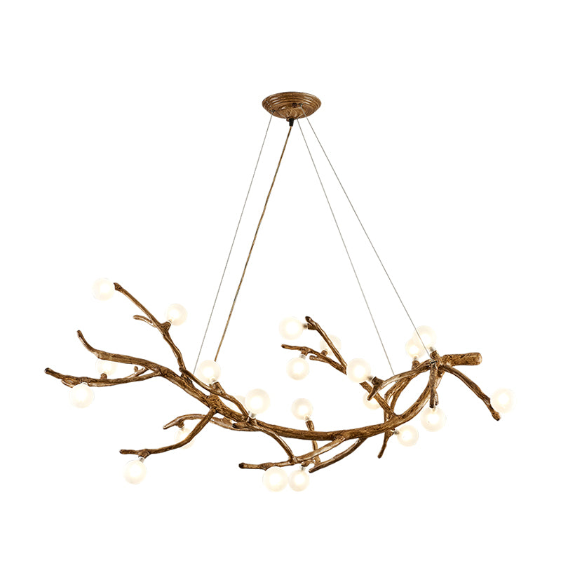 Metal Tree Branch Island Lighting Fixture Art Deco Wood Suspension Light with Ball Acrylic Shade Clearhalo 'Ceiling Lights' 'Island Lights' Lighting' 2459913