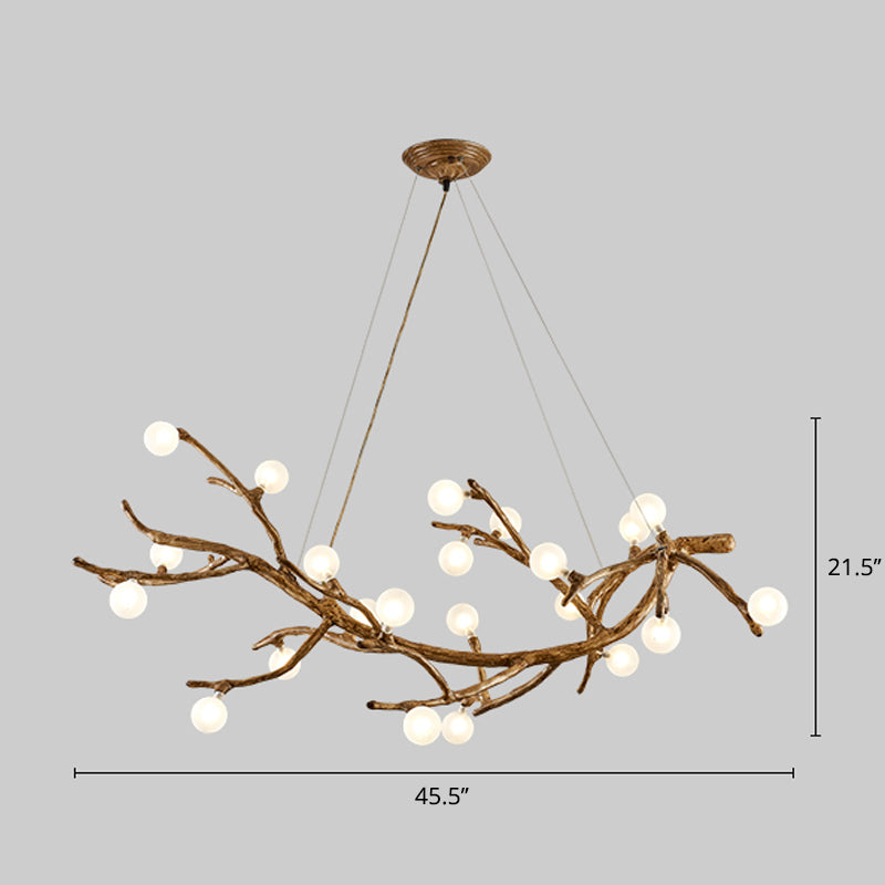 Metal Tree Branch Island Lighting Fixture Art Deco Wood Suspension Light with Ball Acrylic Shade Clearhalo 'Ceiling Lights' 'Island Lights' Lighting' 2459922