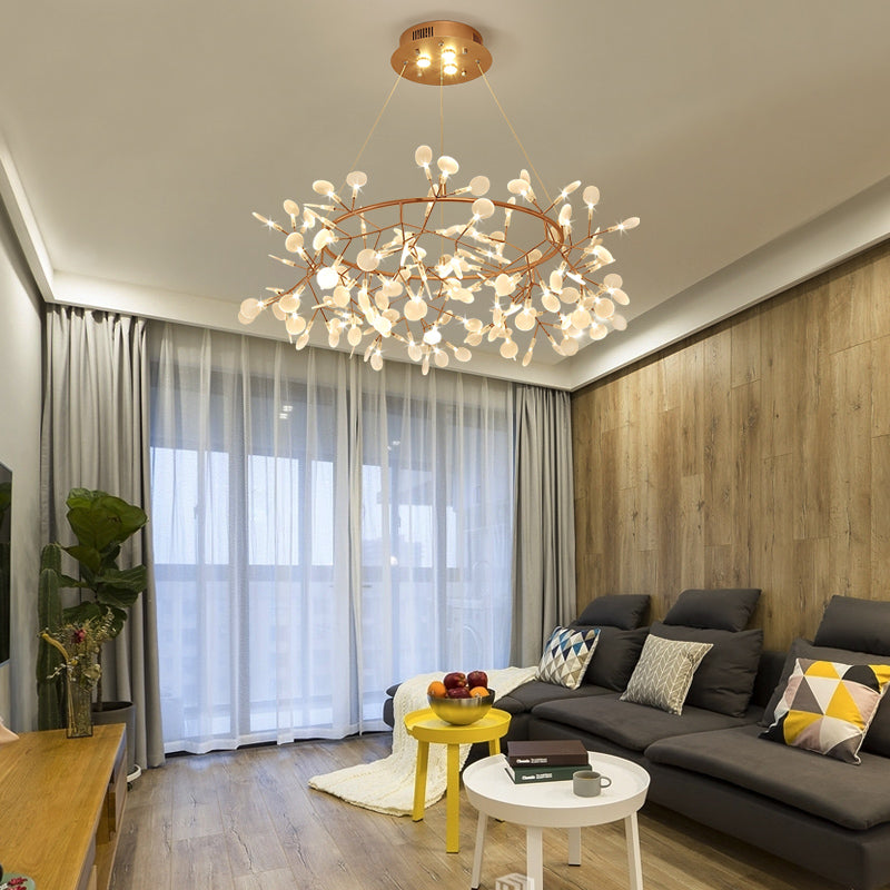 Designer Heracleum Chandelier Acrylic Living Room LED Pendant Light Fixture in Bronze Clearhalo 'Ceiling Lights' 'Chandeliers' 'Modern Chandeliers' 'Modern' Lighting' 2459945