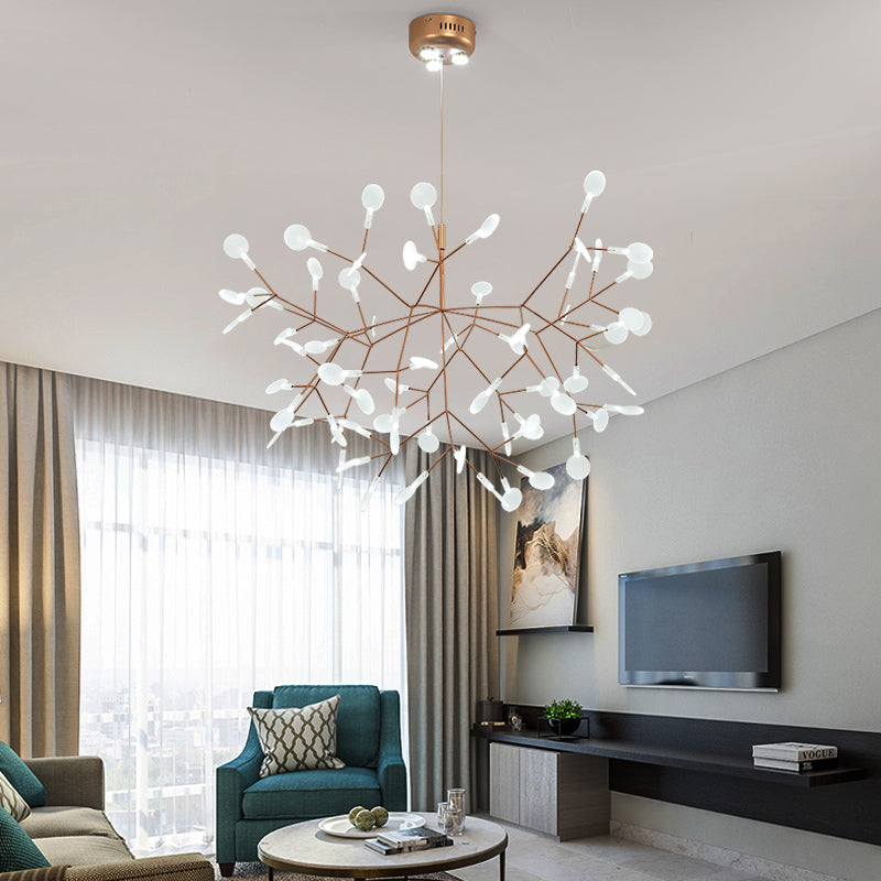 Designer Heracleum Chandelier Acrylic Living Room LED Pendant Light Fixture in Bronze Clearhalo 'Ceiling Lights' 'Chandeliers' 'Modern Chandeliers' 'Modern' Lighting' 2459950