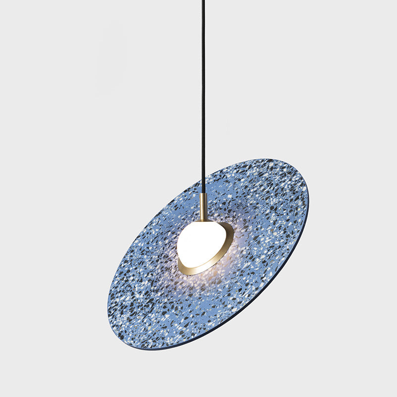 Terrazzo Disc Suspension Lighting Minimalism Single-Bulb Ceiling Pendant Light over Table Clearhalo 'Ceiling Lights' 'Modern Pendants' 'Modern' 'Pendant Lights' 'Pendants' Lighting' 2460066