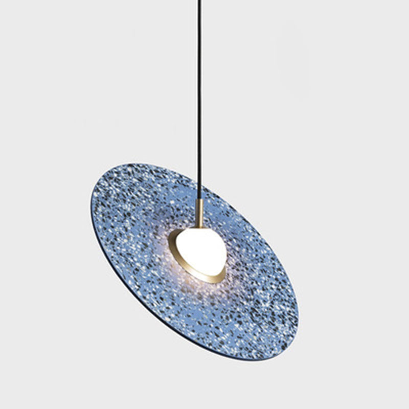 Terrazzo Disc Suspension Lighting Minimalism Single-Bulb Ceiling Pendant Light over Table Blue Clearhalo 'Ceiling Lights' 'Modern Pendants' 'Modern' 'Pendant Lights' 'Pendants' Lighting' 2460070