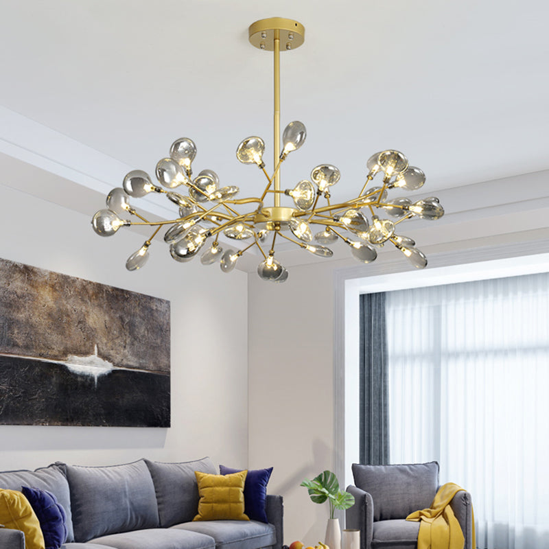 Glass Firefly Chandelier Lighting Postmodern Ceiling Suspension Lamp for Living Room Clearhalo 'Ceiling Lights' 'Chandeliers' 'Modern Chandeliers' 'Modern' Lighting' 2460083
