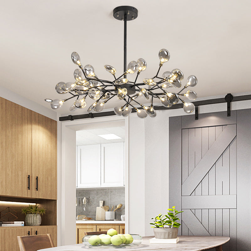 Glass Firefly Chandelier Lighting Postmodern Ceiling Suspension Lamp for Living Room Clearhalo 'Ceiling Lights' 'Chandeliers' 'Modern Chandeliers' 'Modern' Lighting' 2460085