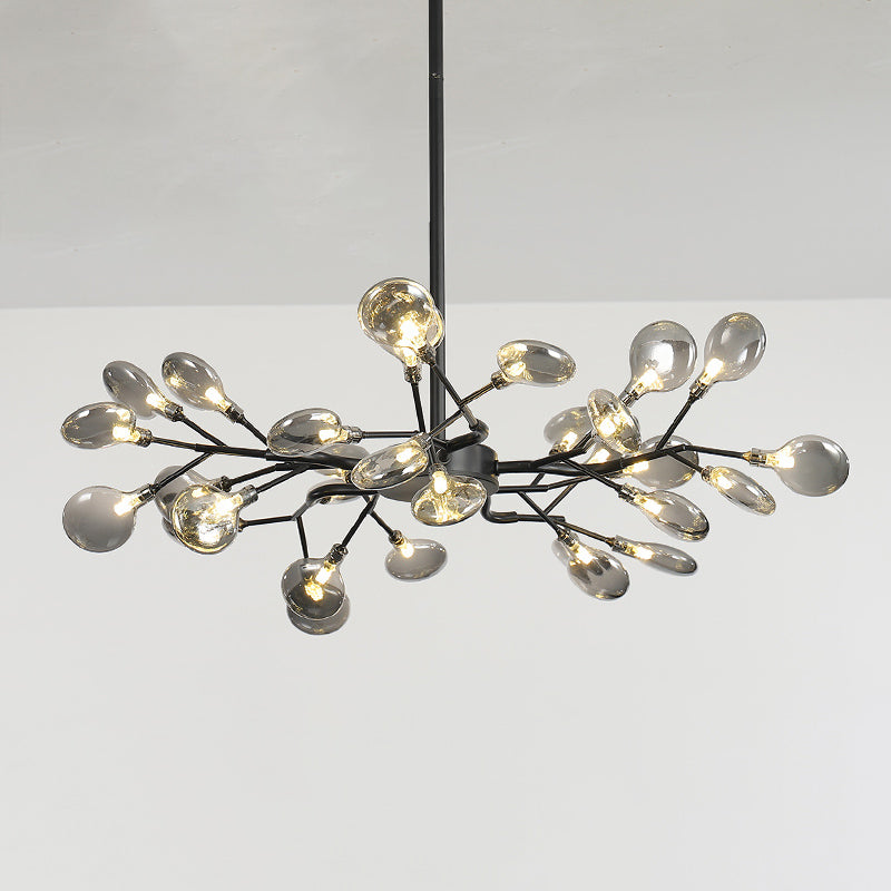 Glass Firefly Chandelier Lighting Postmodern Ceiling Suspension Lamp for Living Room 30 Black Smoke Grey Clearhalo 'Ceiling Lights' 'Chandeliers' 'Modern Chandeliers' 'Modern' Lighting' 2460088