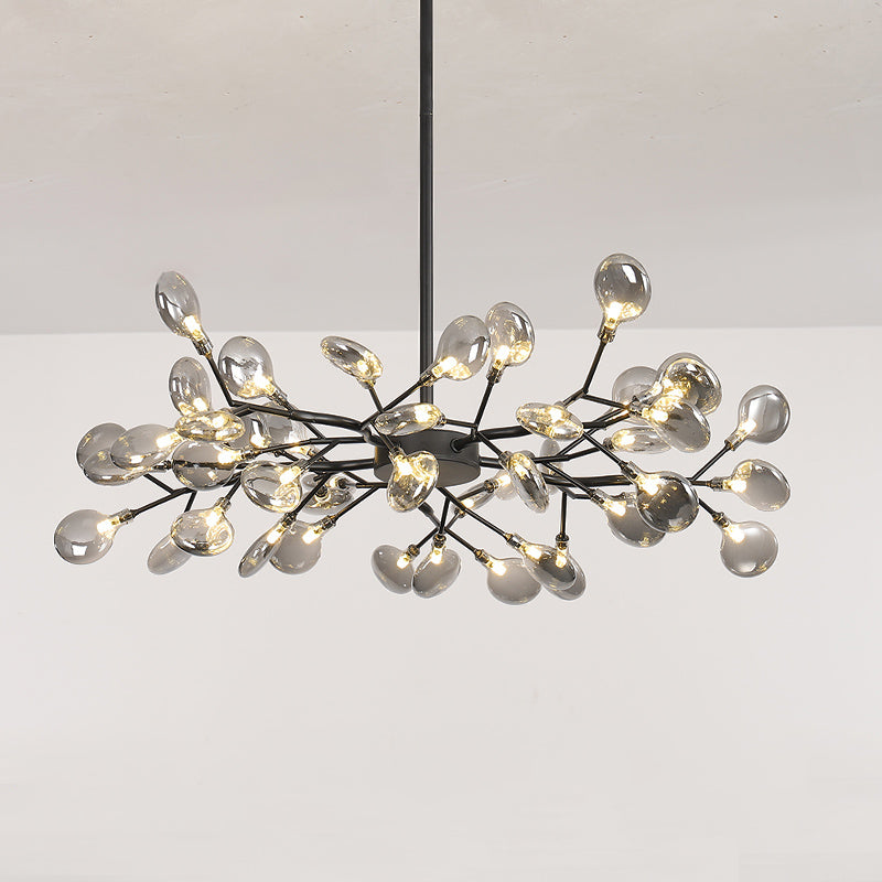 Glass Firefly Chandelier Lighting Postmodern Ceiling Suspension Lamp for Living Room 45 Black Smoke Grey Clearhalo 'Ceiling Lights' 'Chandeliers' 'Modern Chandeliers' 'Modern' Lighting' 2460089