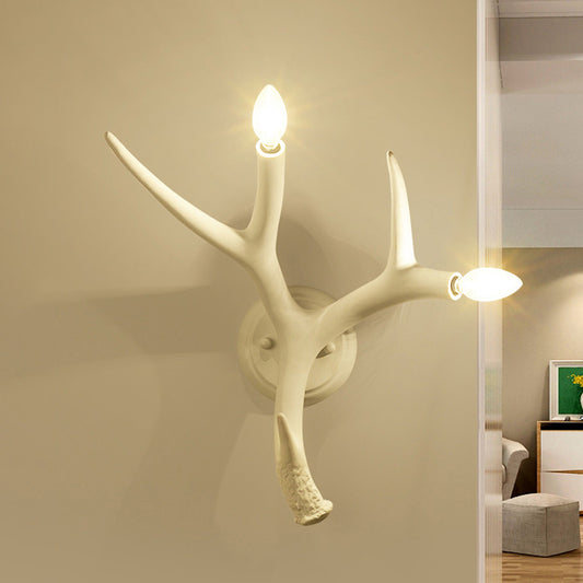 Resin Antler Shaped Wall Sconce Contemporary Style 2 Lights White Wall Lighting for Restaurant White Clearhalo 'Modern wall lights' 'Modern' 'Wall Lamps & Sconces' 'Wall Lights' Lighting' 246008