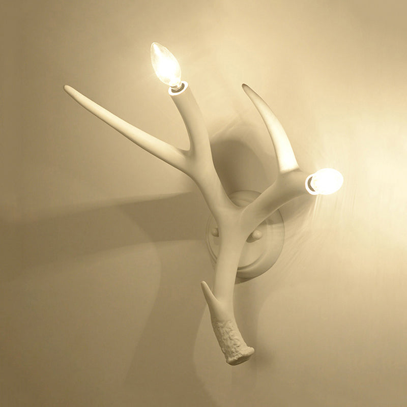 Resin Antler Shaped Wall Sconce Contemporary Style 2 Lights White Wall Lighting for Restaurant Clearhalo 'Modern wall lights' 'Modern' 'Wall Lamps & Sconces' 'Wall Lights' Lighting' 246009