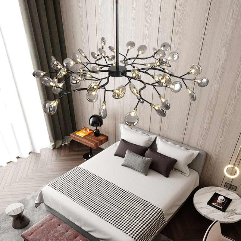 Glass Firefly Chandelier Lighting Postmodern Ceiling Suspension Lamp for Living Room Clearhalo 'Ceiling Lights' 'Chandeliers' 'Modern Chandeliers' 'Modern' Lighting' 2460090