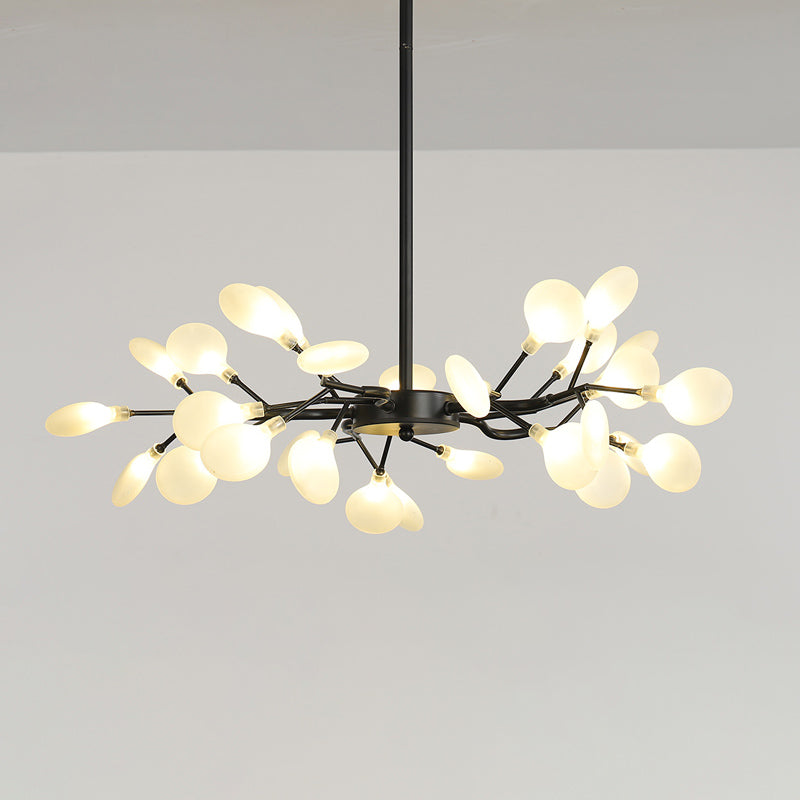 Glass Firefly Chandelier Lighting Postmodern Ceiling Suspension Lamp for Living Room 30 Black Milk White Clearhalo 'Ceiling Lights' 'Chandeliers' 'Modern Chandeliers' 'Modern' Lighting' 2460091