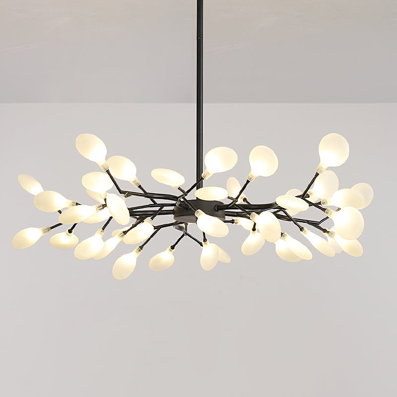 Glass Firefly Chandelier Lighting Postmodern Ceiling Suspension Lamp for Living Room 45 Black Milk White Clearhalo 'Ceiling Lights' 'Chandeliers' 'Modern Chandeliers' 'Modern' Lighting' 2460093