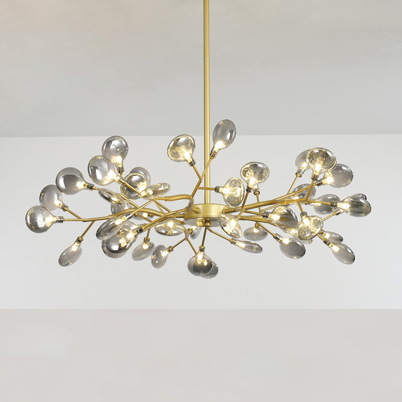 Glass Firefly Chandelier Lighting Postmodern Ceiling Suspension Lamp for Living Room 45 Gold Smoke Grey Clearhalo 'Ceiling Lights' 'Chandeliers' 'Modern Chandeliers' 'Modern' Lighting' 2460097