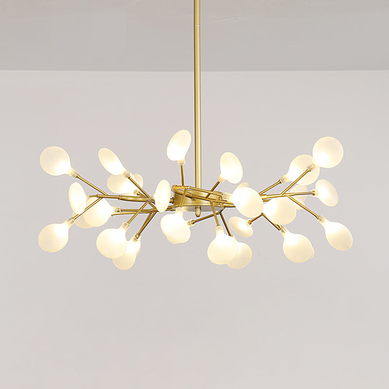 Glass Firefly Chandelier Lighting Postmodern Ceiling Suspension Lamp for Living Room 30 Gold Milk White Clearhalo 'Ceiling Lights' 'Chandeliers' 'Modern Chandeliers' 'Modern' Lighting' 2460098