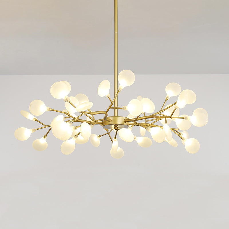 Glass Firefly Chandelier Lighting Postmodern Ceiling Suspension Lamp for Living Room 45 Gold Milk White Clearhalo 'Ceiling Lights' 'Chandeliers' 'Modern Chandeliers' 'Modern' Lighting' 2460099