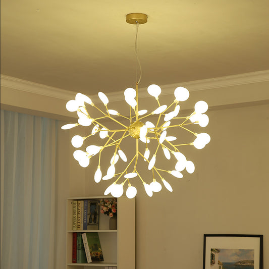 Acrylic Leaf Hanging Chandelier Designer Gold Finish Pendant Ceiling Light for Bedroom Clearhalo 'Ceiling Lights' 'Chandeliers' 'Modern Chandeliers' 'Modern' Lighting' 2460102