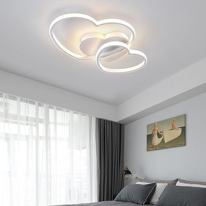 Double Heart Shaped Ceiling Light Romantic Minimalist Metal Bedroom Flush Mount Led Light White Clearhalo 'Ceiling Lights' 'Close To Ceiling Lights' 'Close to ceiling' 'Flush mount' Lighting' 2460146