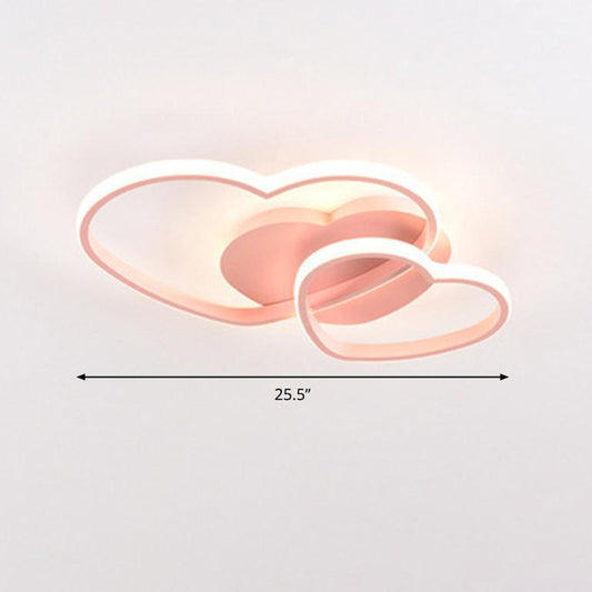 Double Heart Shaped Ceiling Light Romantic Minimalist Metal Bedroom Flush Mount Led Light Clearhalo 'Ceiling Lights' 'Close To Ceiling Lights' 'Close to ceiling' 'Flush mount' Lighting' 2460152