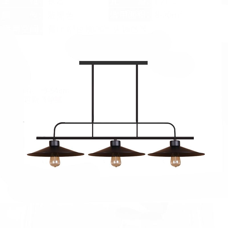 3 Lights Flared Hanging Lamp Industrial Black Finish Metal Island Light Fixture for Restaurant Black Clearhalo 'Ceiling Lights' 'Island Lights' Lighting' 2460178