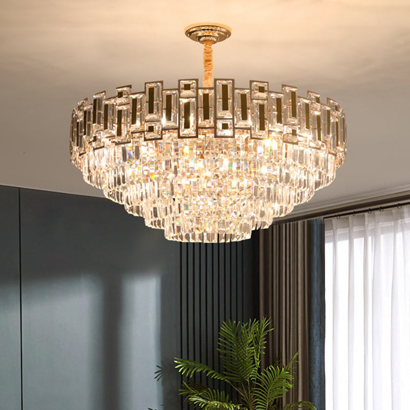 Modern Tiered Tapered Chandelier Clear Crystal Prism Living Room Hanging Ceiling Light Clearhalo 'Ceiling Lights' 'Chandeliers' Lighting' 2460228