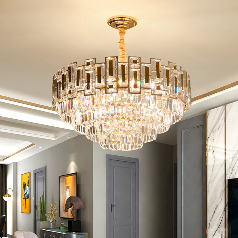 Modern Tiered Tapered Chandelier Clear Crystal Prism Living Room Hanging Ceiling Light Clearhalo 'Ceiling Lights' 'Chandeliers' Lighting' 2460229