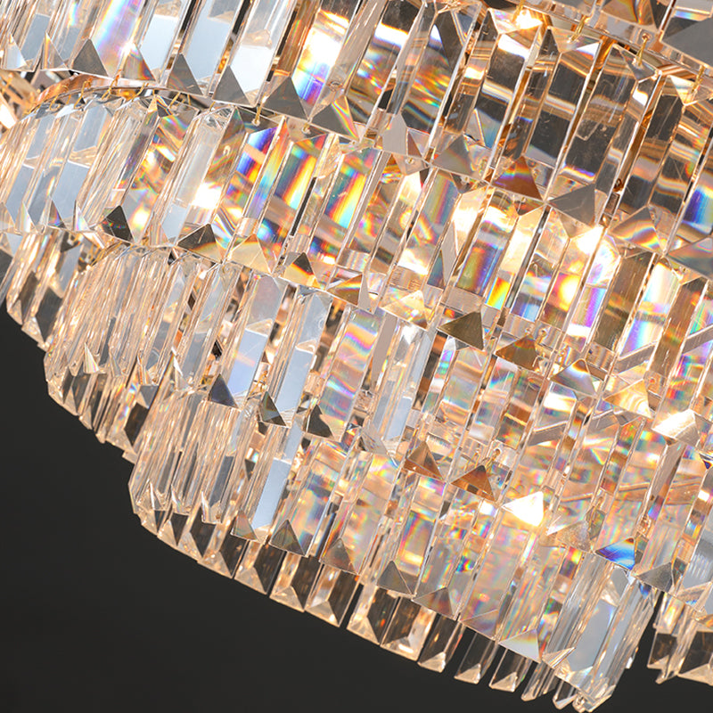 Modern Tiered Tapered Chandelier Clear Crystal Prism Living Room Hanging Ceiling Light Clearhalo 'Ceiling Lights' 'Chandeliers' Lighting' 2460232