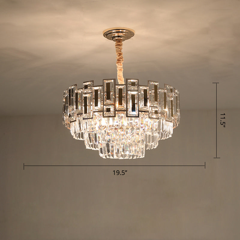 Modern Tiered Tapered Chandelier Clear Crystal Prism Living Room Hanging Ceiling Light Clearhalo 'Ceiling Lights' 'Chandeliers' Lighting' 2460233