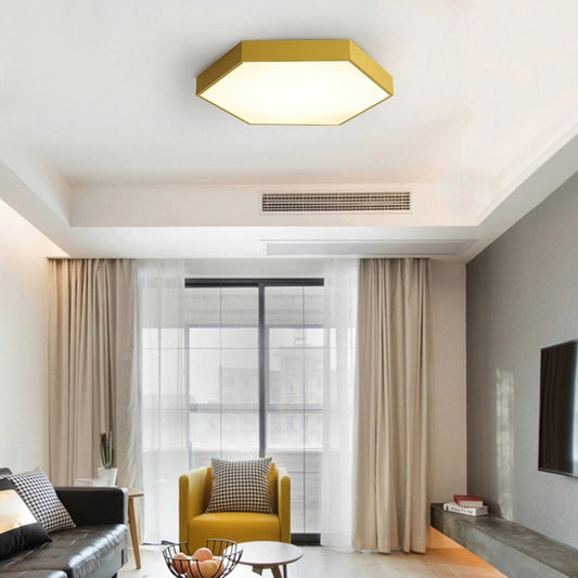 Hexagonal Metal Flush Ceiling Light Minimalist LED Flush Mount Recessed Lighting for Living Room Yellow Clearhalo 'Ceiling Lights' 'Close To Ceiling Lights' 'Close to ceiling' 'Flush mount' Lighting' 2460237